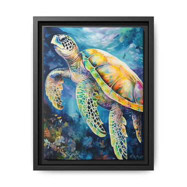 Gliding Turtle Canvas Wall Art with Frame